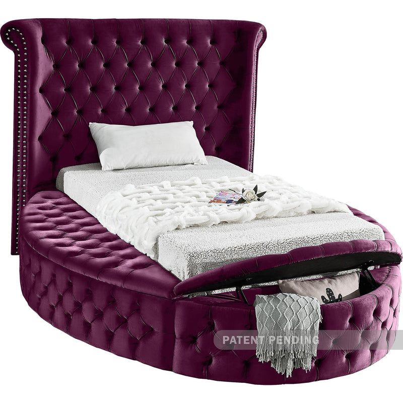 Meridian Luxus Purple Velvet Twin Bed IMAGE 2