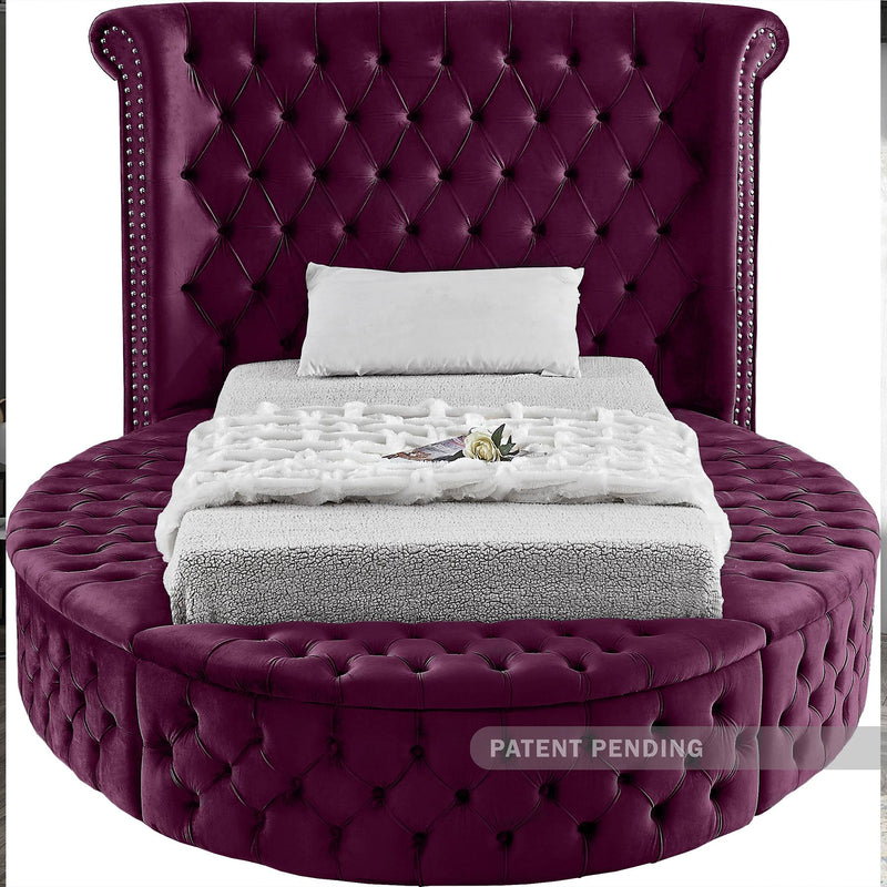 Meridian Luxus Purple Velvet Twin Bed IMAGE 3