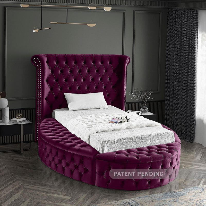 Meridian Luxus Purple Velvet Twin Bed IMAGE 5