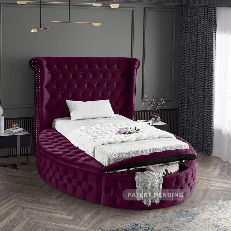 Meridian Luxus Purple Velvet Twin Bed IMAGE 6