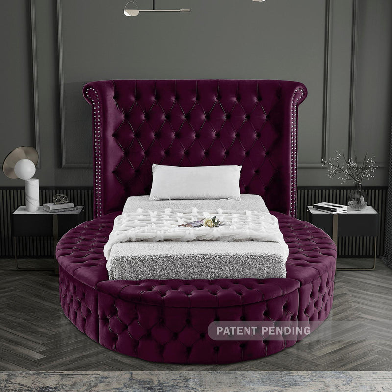 Meridian Luxus Purple Velvet Twin Bed IMAGE 7