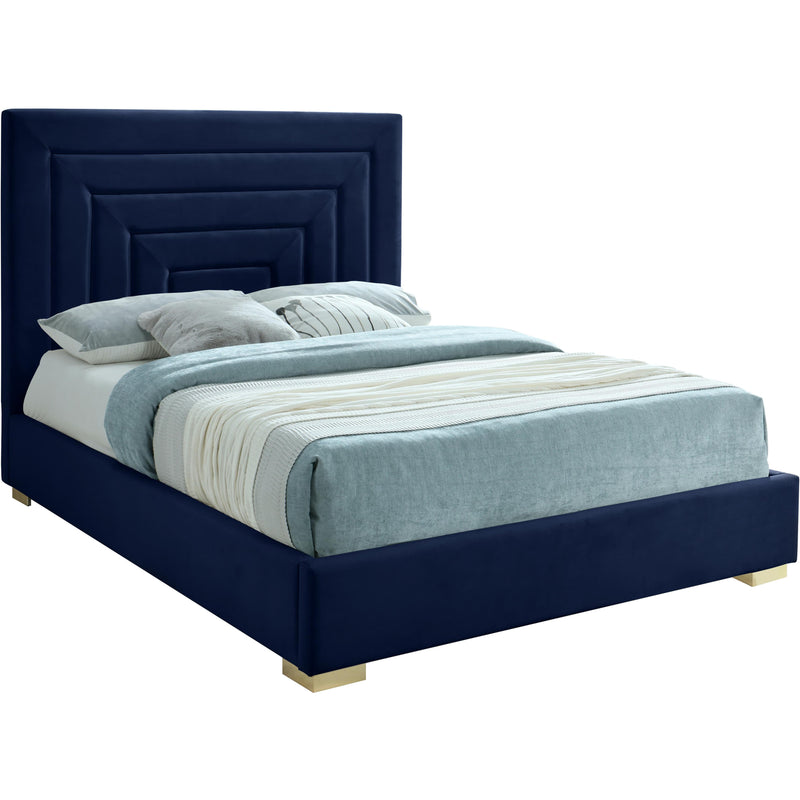 Meridian Nora Navy Velvet King Bed IMAGE 1