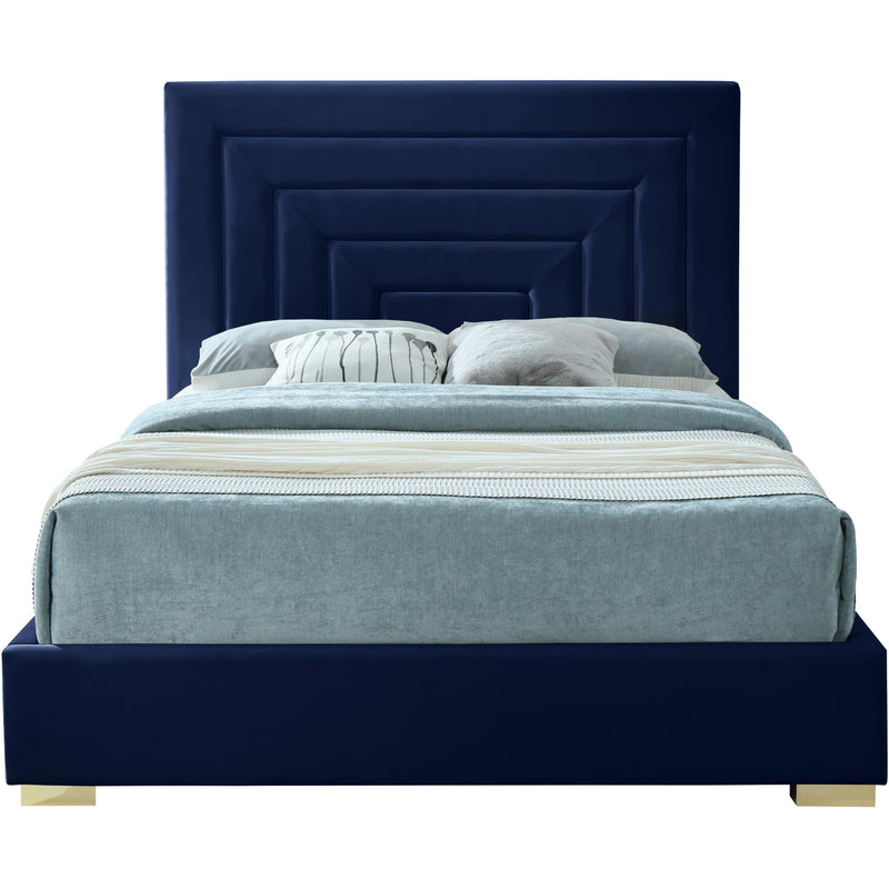 Meridian Nora Navy Velvet King Bed IMAGE 3