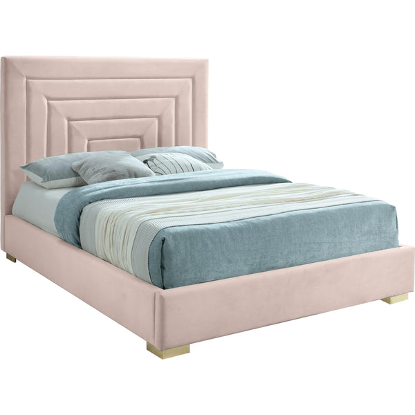 Meridian Nora Pink Velvet King Bed IMAGE 1