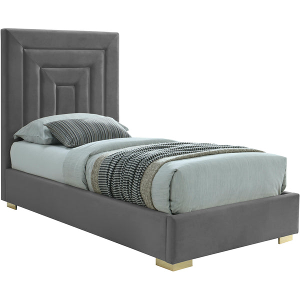 Meridian Nora Grey Velvet Twin Bed IMAGE 1