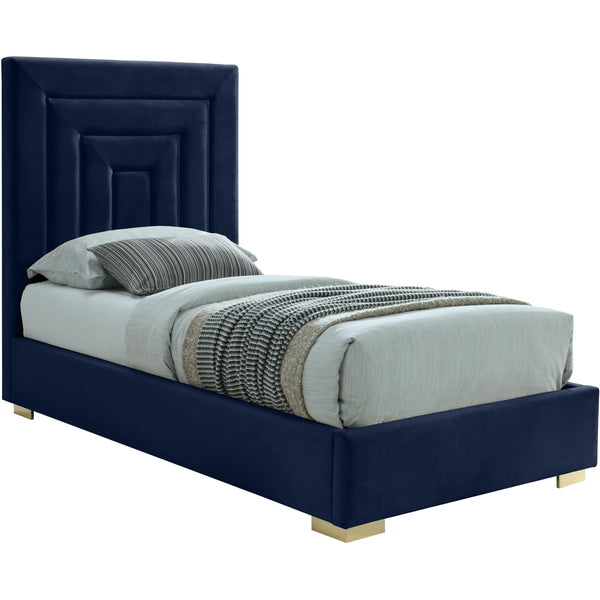 Meridian Nora Navy Velvet Twin Bed IMAGE 1