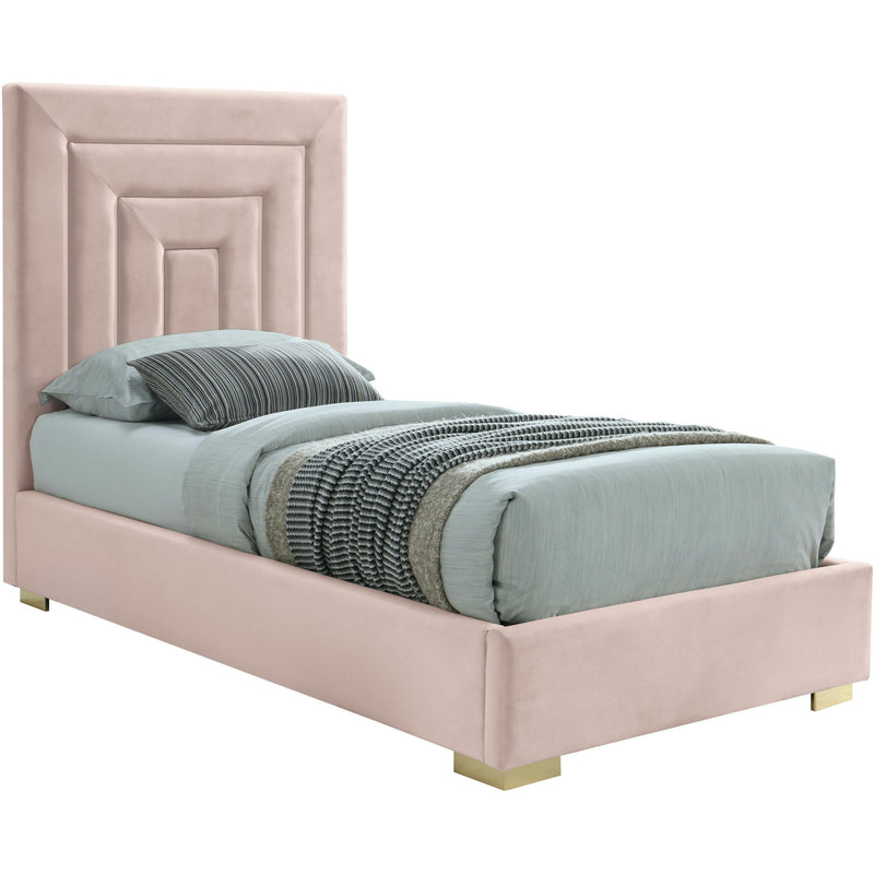 Meridian Nora Pink Velvet Twin Bed IMAGE 1