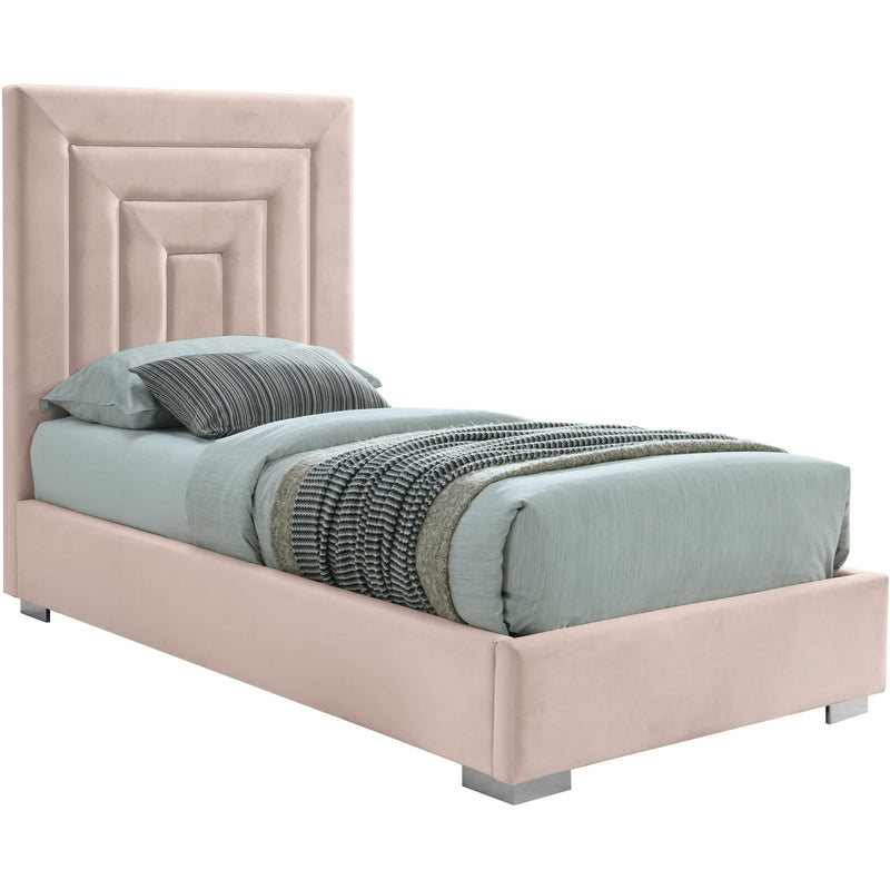 Meridian Nora Pink Velvet Twin Bed IMAGE 2