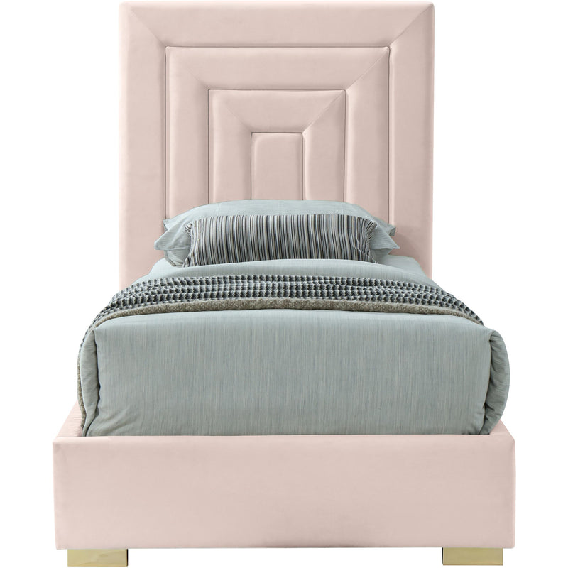 Meridian Nora Pink Velvet Twin Bed IMAGE 3