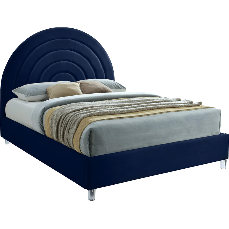 Meridian Rainbow Navy Velvet Full Bed IMAGE 1