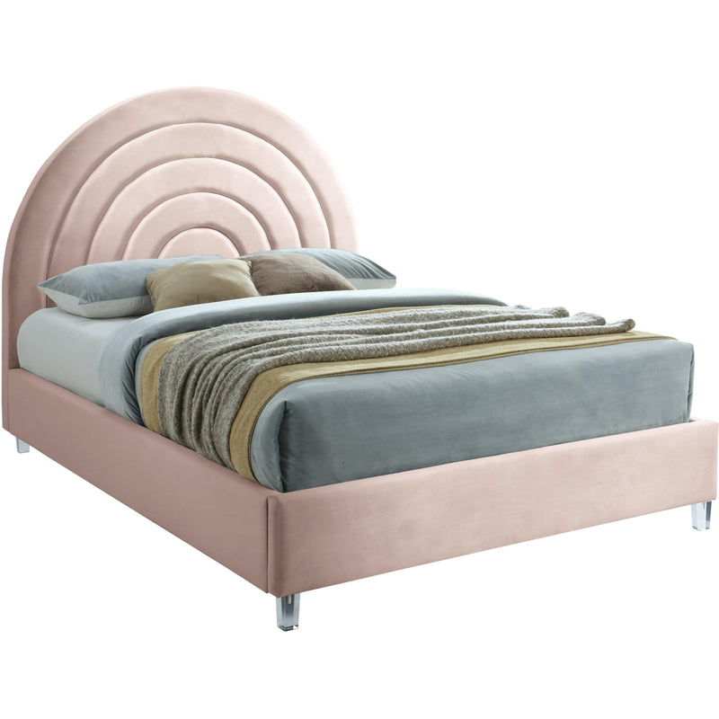 Meridian Rainbow Pink Velvet Full Bed IMAGE 1