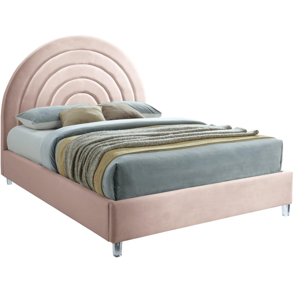 Meridian Rainbow Pink Velvet King Bed IMAGE 1