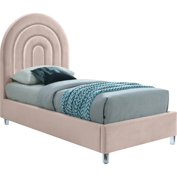 Meridian Rainbow Pink Velvet Twin Bed IMAGE 1