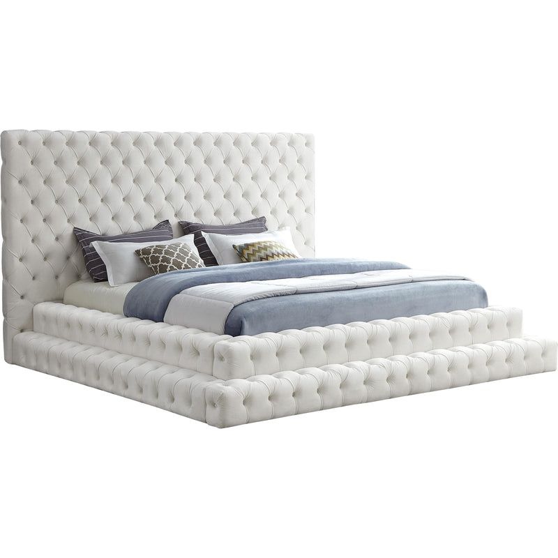 Meridian Revel Cream Velvet King Bed (3 Boxes) IMAGE 1