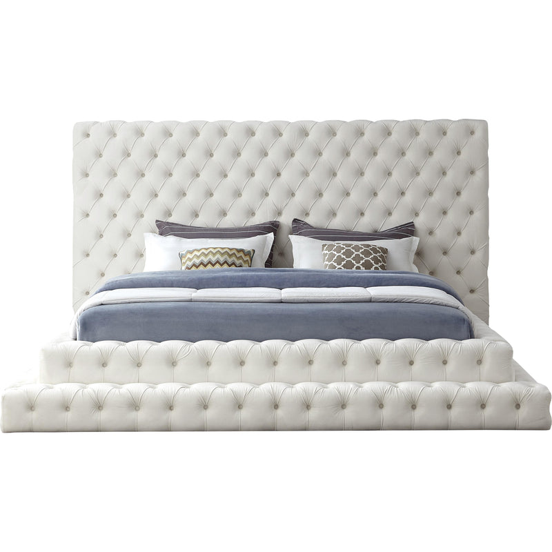 Meridian Revel Cream Velvet King Bed (3 Boxes) IMAGE 2