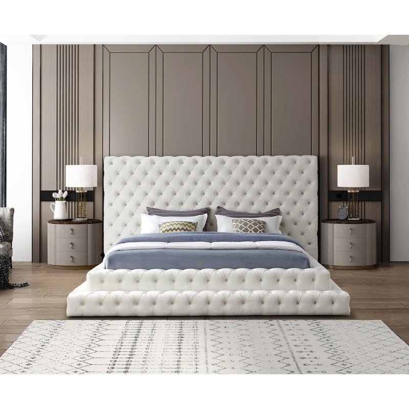 Meridian Revel Cream Velvet King Bed (3 Boxes) IMAGE 4