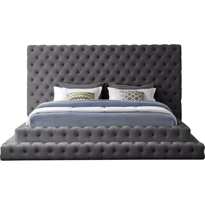 Meridian Revel Grey Velvet King Bed (3 Boxes) IMAGE 2