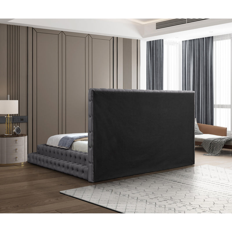 Meridian Revel Grey Velvet King Bed (3 Boxes) IMAGE 6