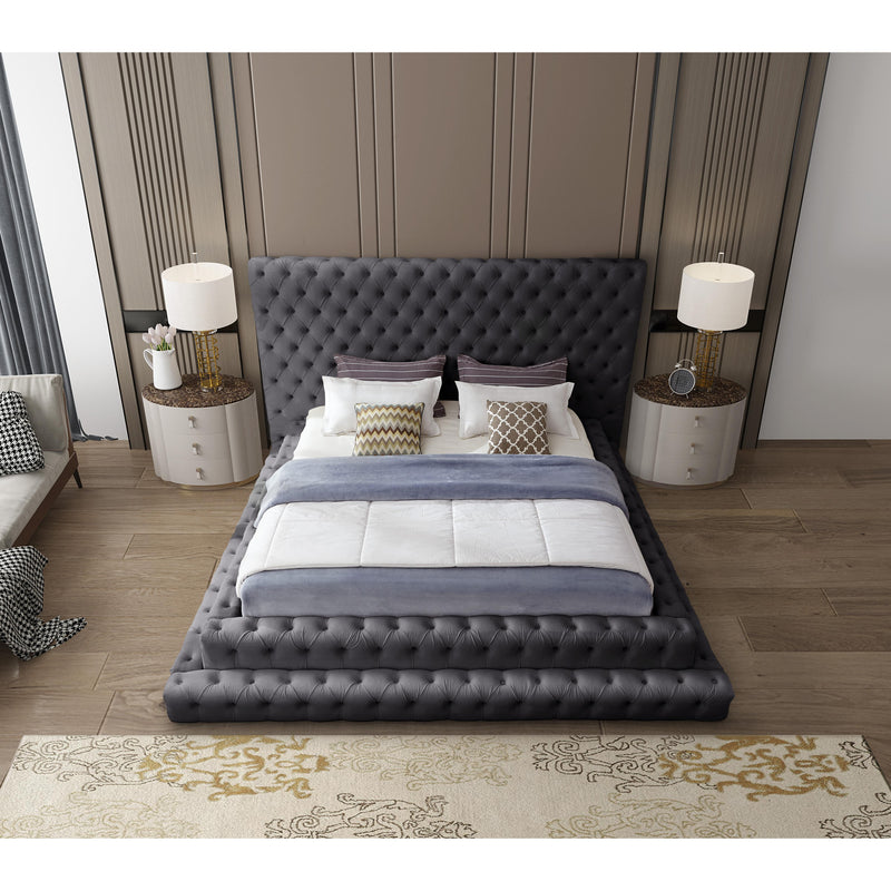 Meridian Revel Grey Velvet King Bed (3 Boxes) IMAGE 7