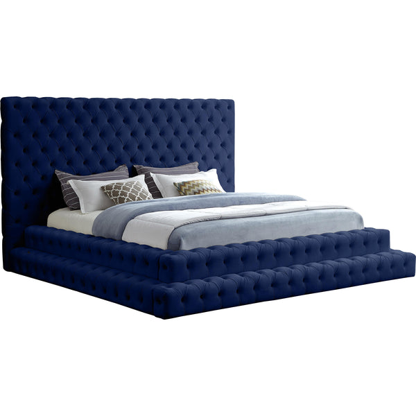 Meridian Revel Navy Velvet King Bed (3 Boxes) IMAGE 1