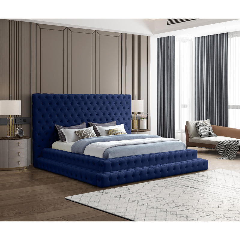 Meridian Revel Navy Velvet King Bed (3 Boxes) IMAGE 3