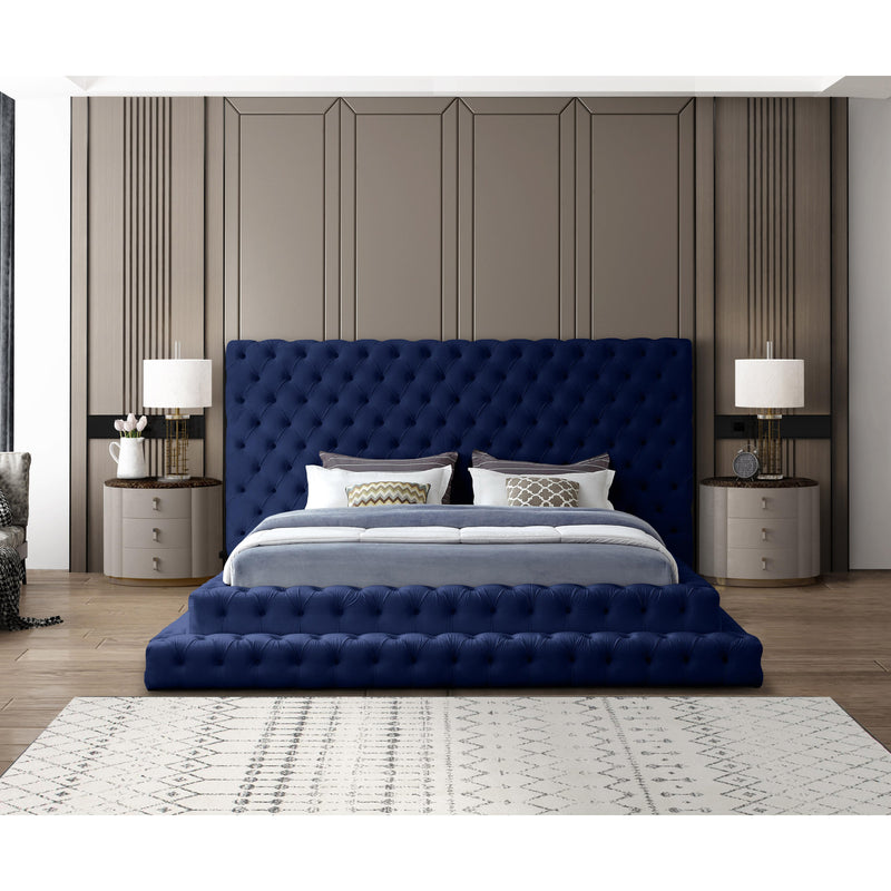 Meridian Revel Navy Velvet King Bed (3 Boxes) IMAGE 4