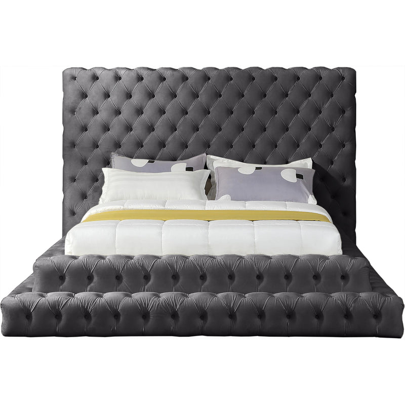 Meridian Revel Grey Velvet Queen Bed (3 Boxes) IMAGE 2