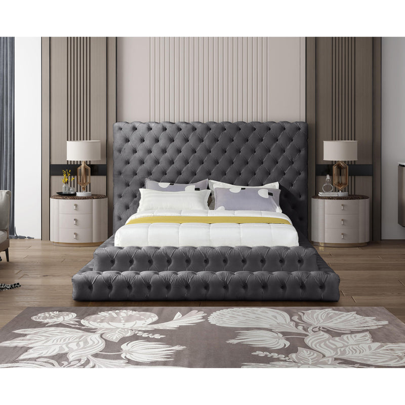 Meridian Revel Grey Velvet Queen Bed (3 Boxes) IMAGE 4