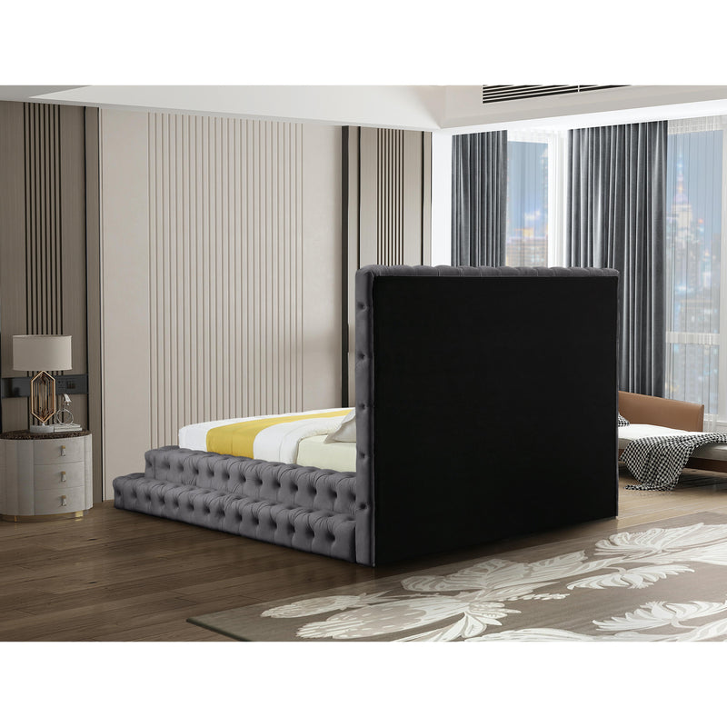 Meridian Revel Grey Velvet Queen Bed (3 Boxes) IMAGE 6