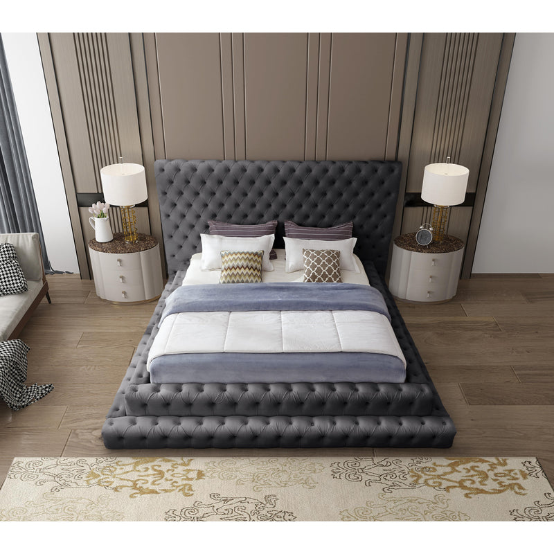 Meridian Revel Grey Velvet Queen Bed (3 Boxes) IMAGE 7