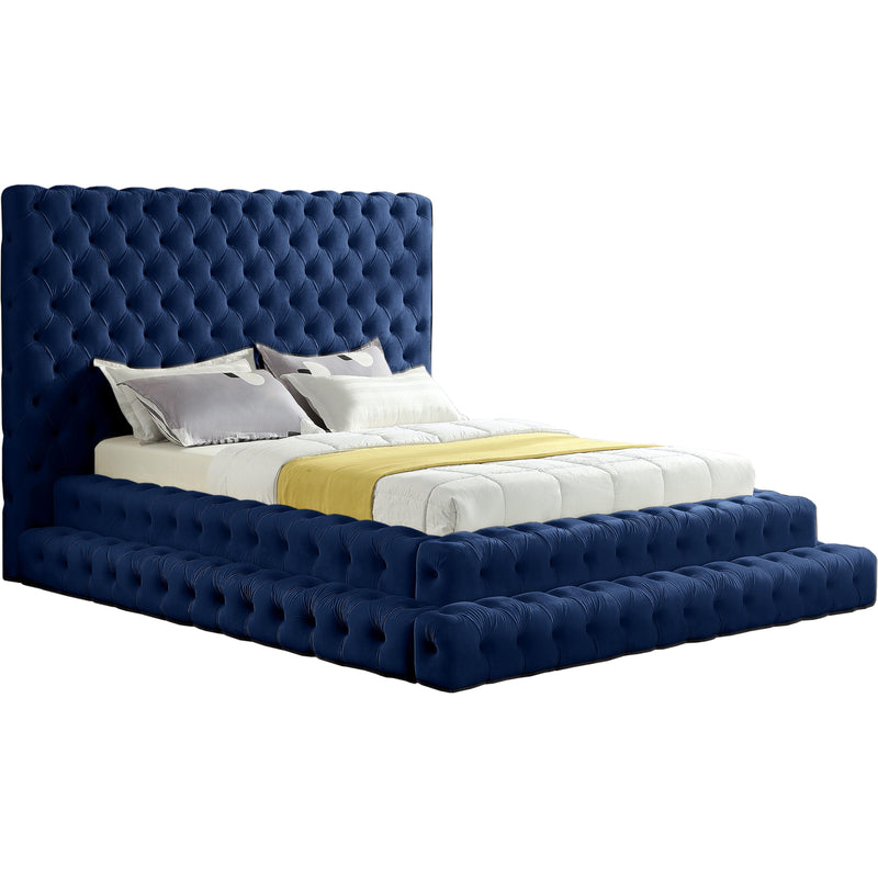 Meridian Revel Navy Velvet Queen Bed (3 Boxes) IMAGE 1