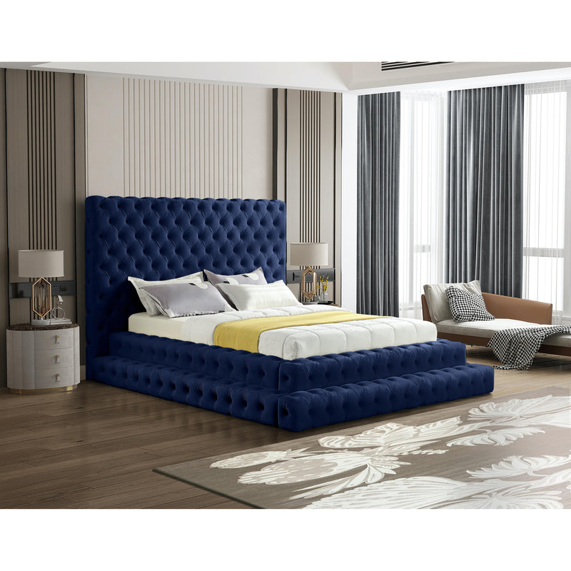 Meridian Revel Navy Velvet Queen Bed (3 Boxes) IMAGE 3