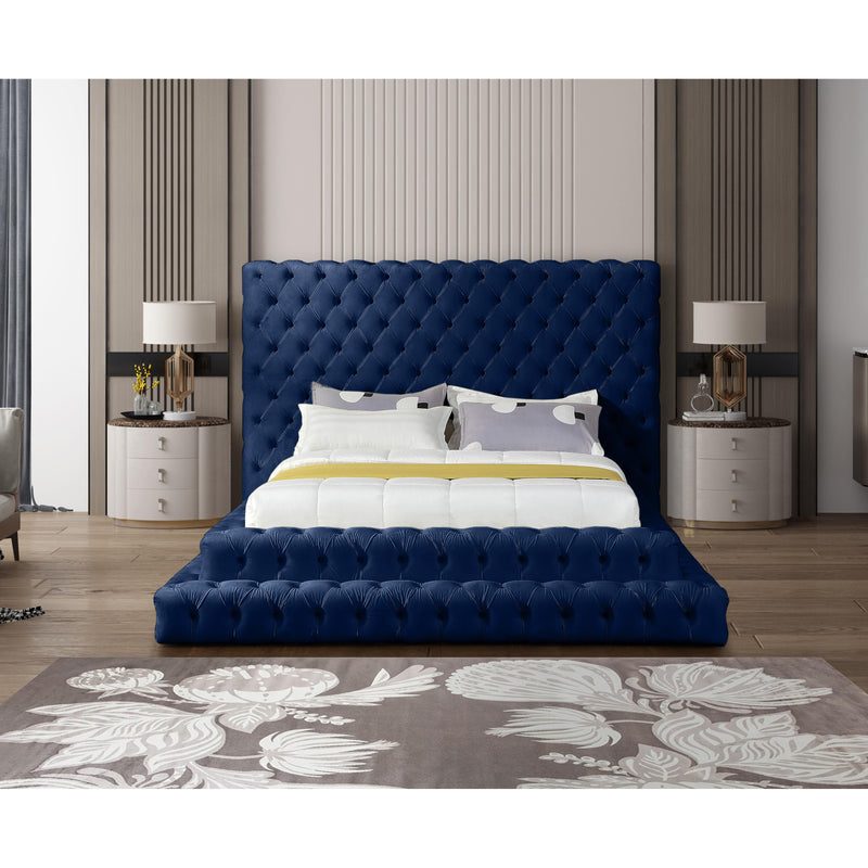 Meridian Revel Navy Velvet Queen Bed (3 Boxes) IMAGE 4