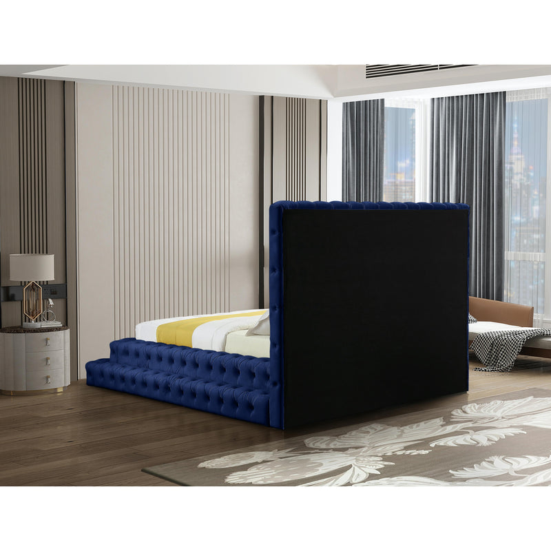 Meridian Revel Navy Velvet Queen Bed (3 Boxes) IMAGE 6