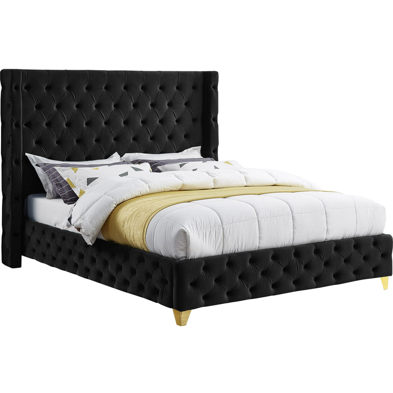 Meridian Savan Black Velvet King Bed IMAGE 1