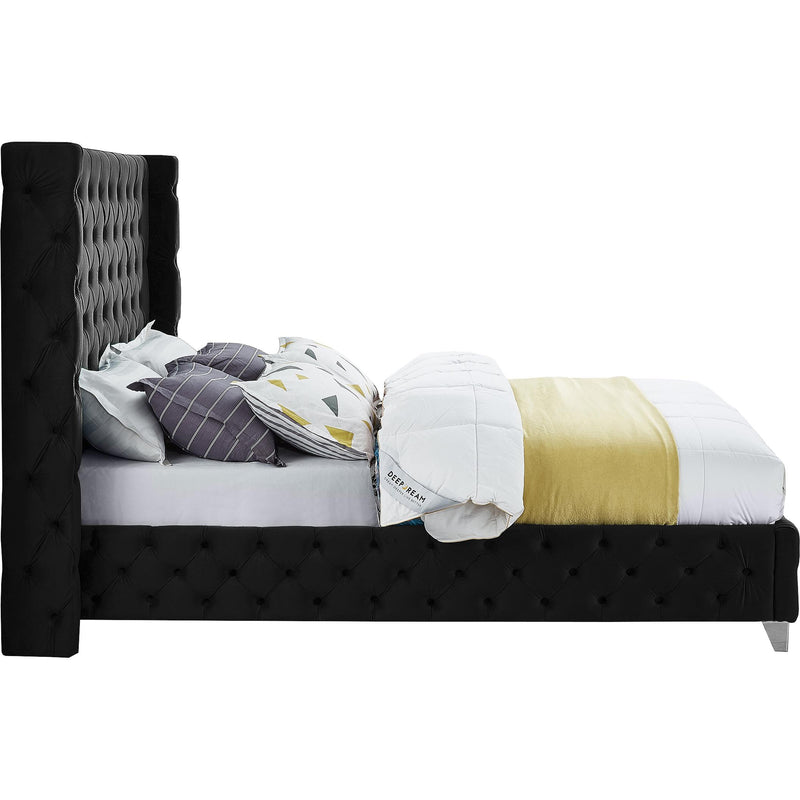 Meridian Savan Black Velvet King Bed IMAGE 4