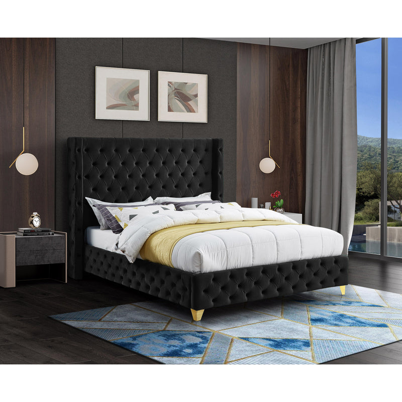 Meridian Savan Black Velvet King Bed IMAGE 5