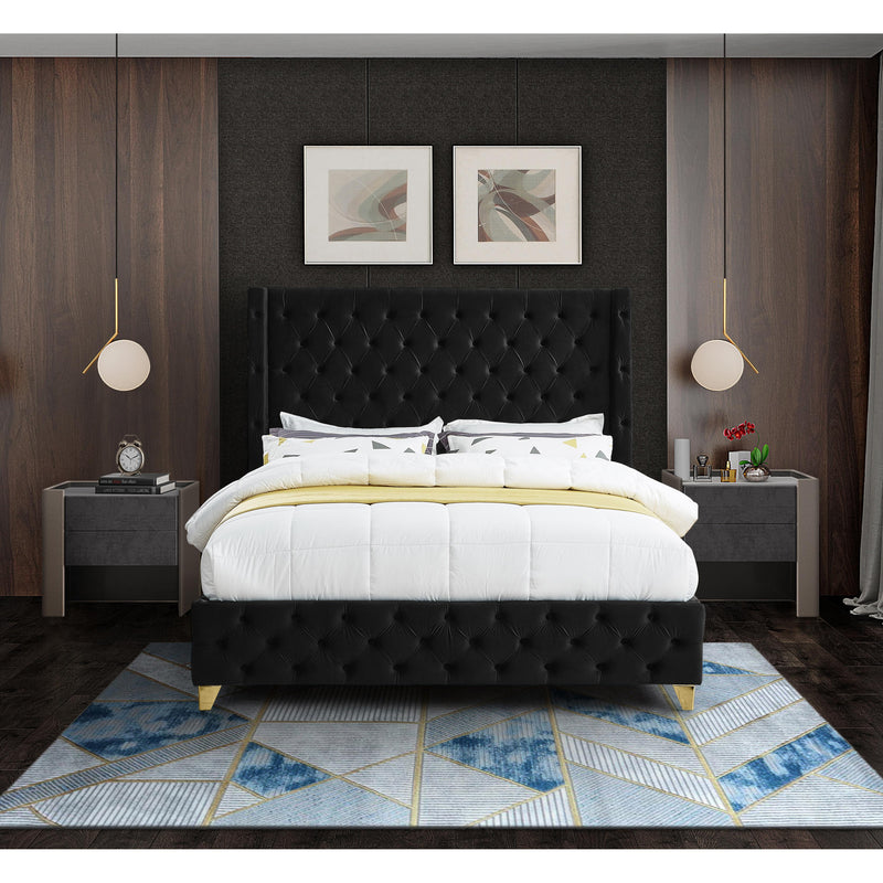 Meridian Savan Black Velvet King Bed IMAGE 7