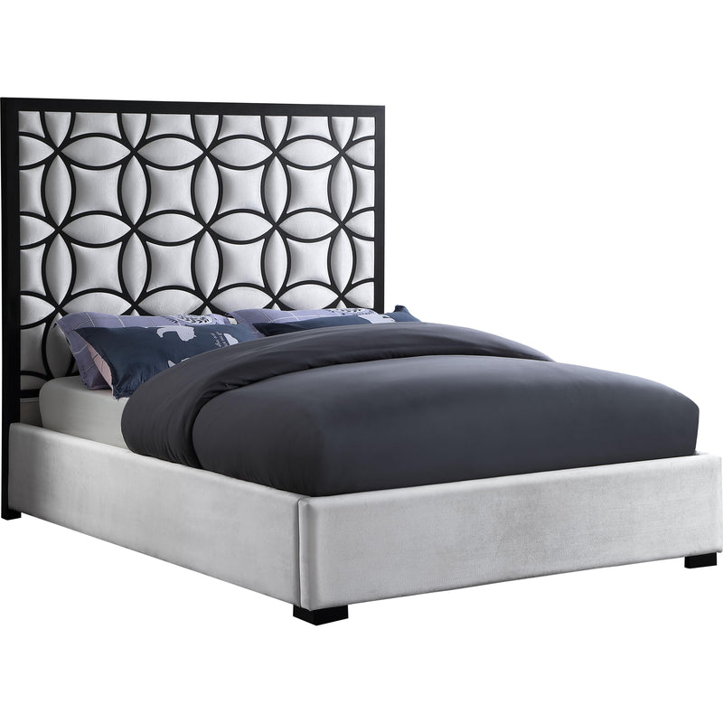 Meridian Taj White Velvet Queen Bed IMAGE 1