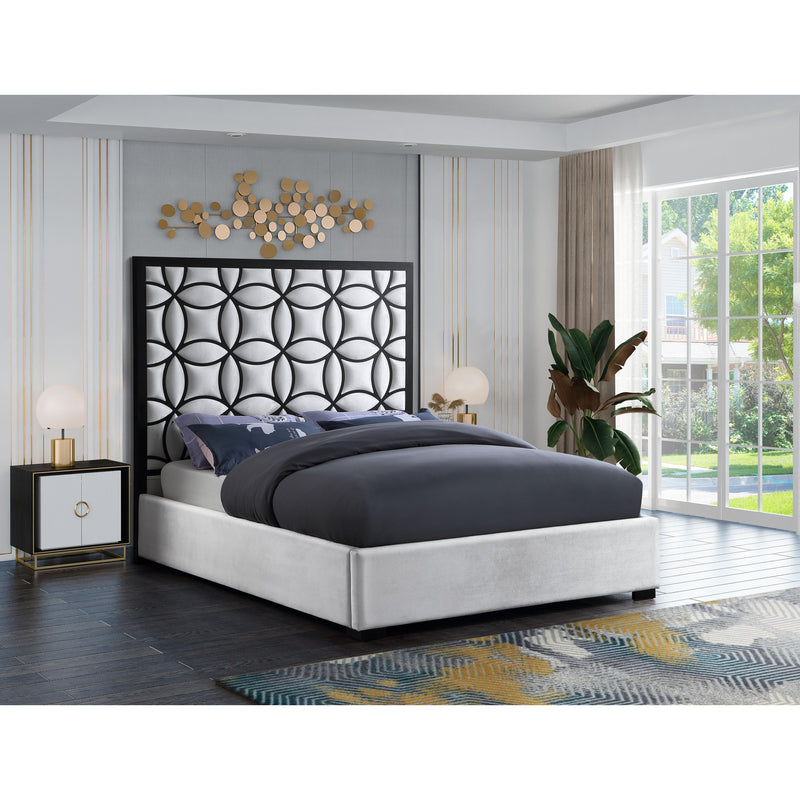 Meridian Taj White Velvet Queen Bed IMAGE 3