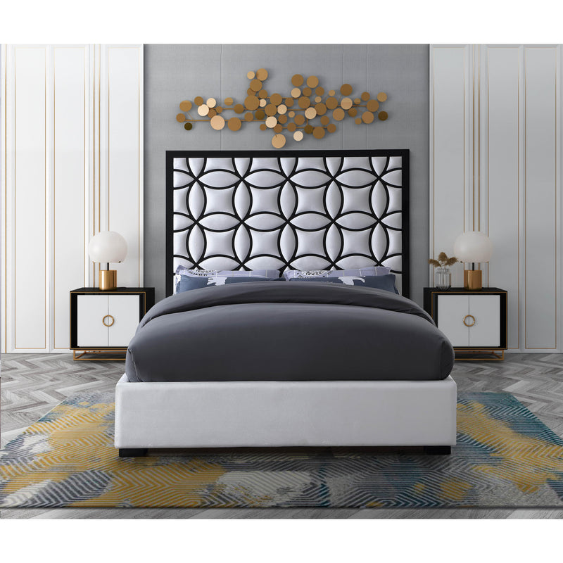 Meridian Taj White Velvet Queen Bed IMAGE 4