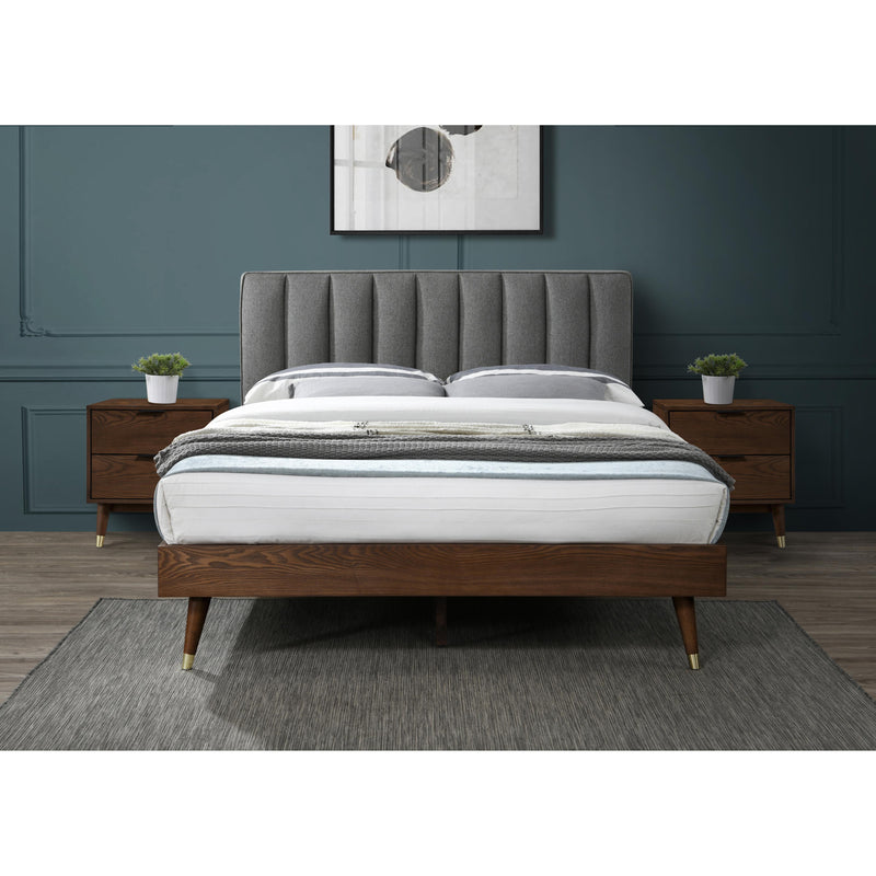 Meridian Vance Grey Linen Textured Fabric Queen Bed (3 Boxes) IMAGE 5