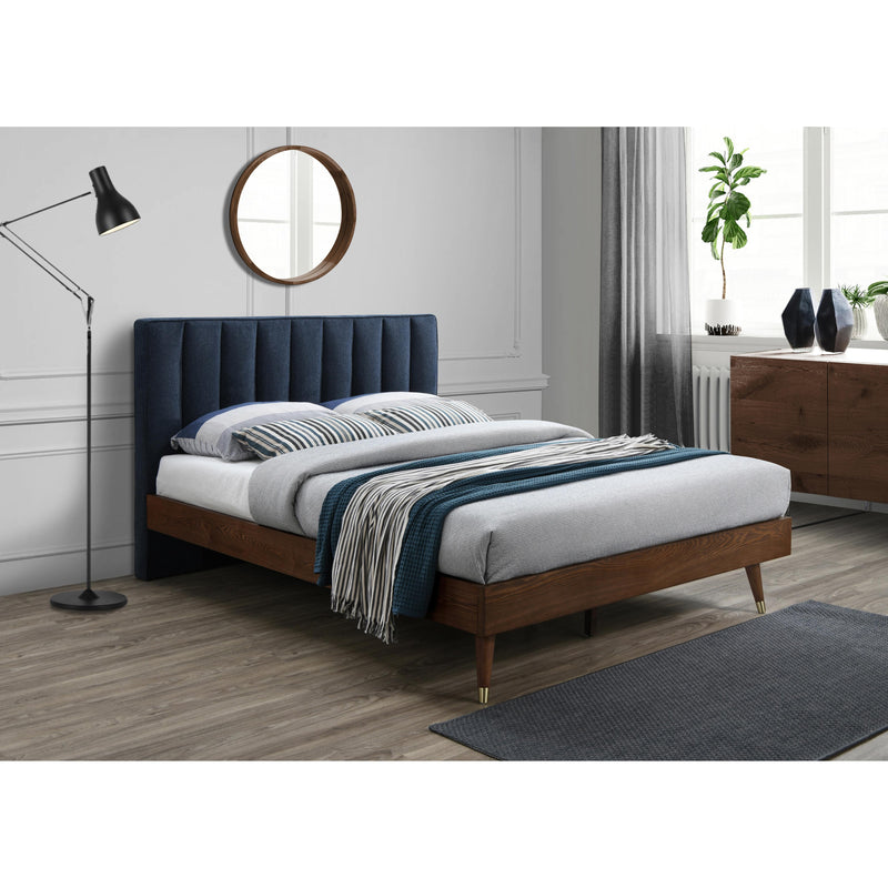 Meridian Vance Navy Linen Textured Fabric Queen Bed (3 Boxes) IMAGE 4