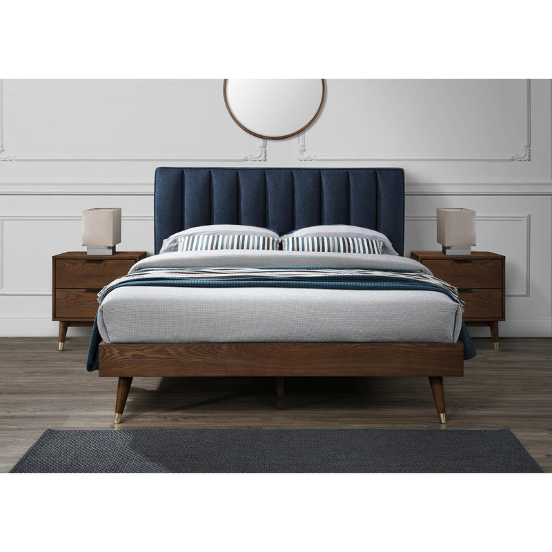 Meridian Vance Navy Linen Textured Fabric Queen Bed (3 Boxes) IMAGE 5