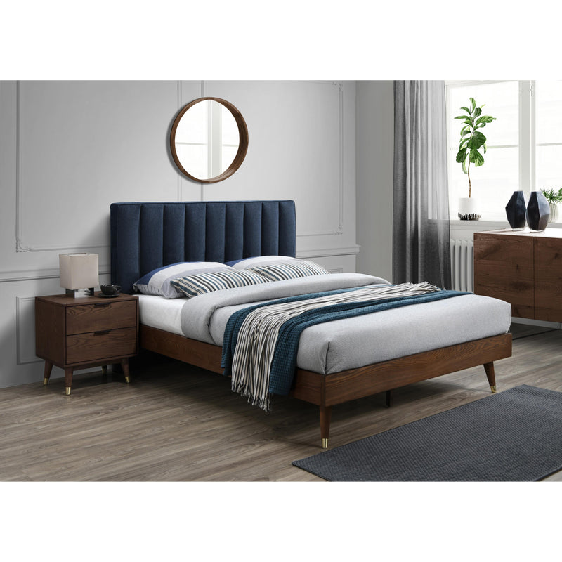 Meridian Vance Navy Linen Textured Fabric Queen Bed (3 Boxes) IMAGE 6