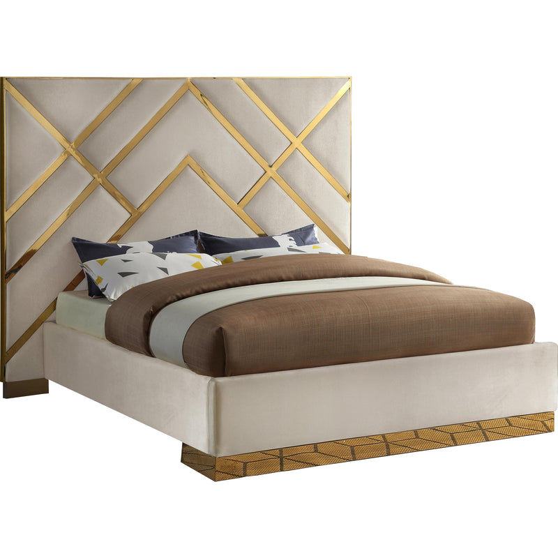 Meridian Vector Cream Velvet King Bed IMAGE 1