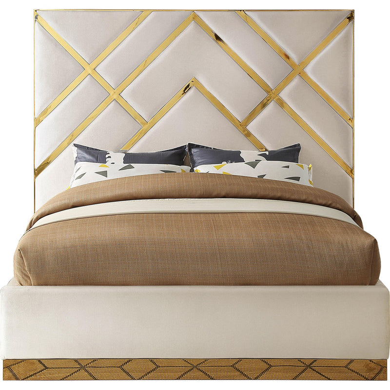 Meridian Vector Cream Velvet King Bed IMAGE 2