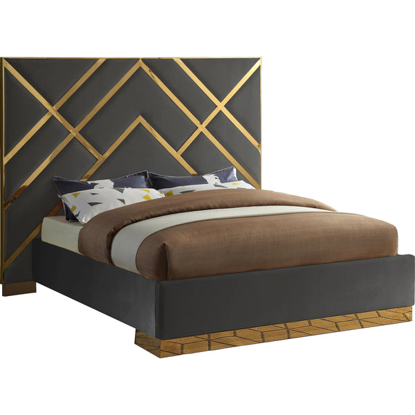 Meridian Vector Grey Velvet King Bed IMAGE 1