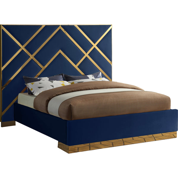 Meridian Vector Navy Velvet King Bed IMAGE 1