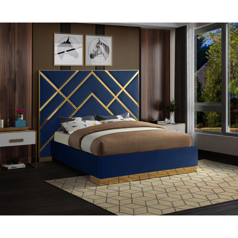 Meridian Vector Navy Velvet King Bed IMAGE 3